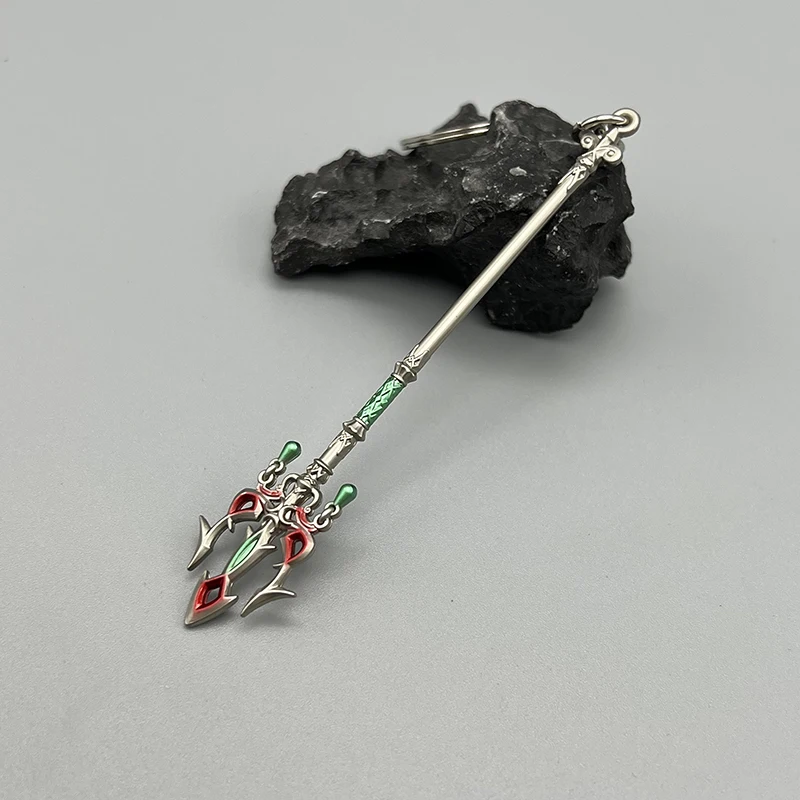 

9cm Lightscale Trident Mipha LoZ Breath of the Wild Tears of the Kingdom Game Peripherals 1:12 Metal Polearm Miniatures Keychain