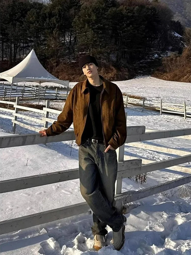 

Винтажная замшевая куртка для мужчин, весенне-осенняя, в американском пилотском стиле, молодежная, свободного кроя, верхняя одежда из полиэфирного волокна