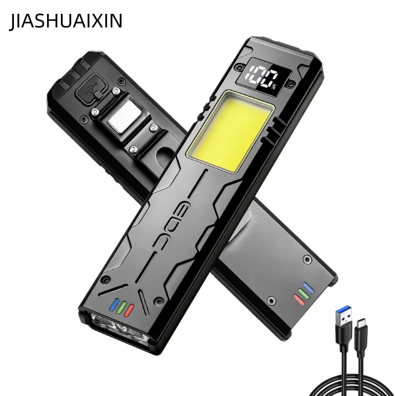 

Портативный USB-фонарь для походов, многофункциональный, яркий, с боковой подсветкой COB, сверхъяркий, с дальним светом