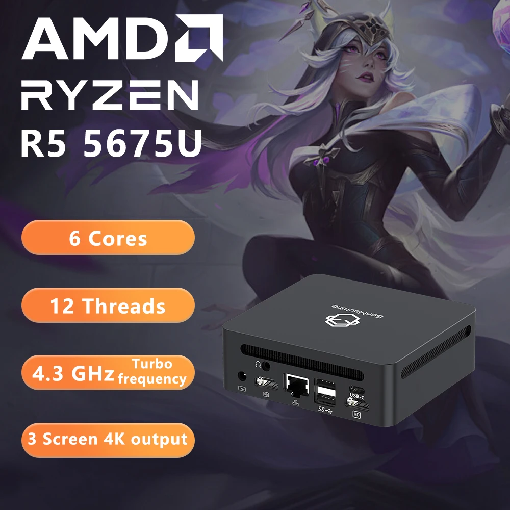 2.3 جيجا هرتز حتى 4.3 جيجا هرتز DDR4 ماكس دعم 64 جيجا بايت رام الألعاب GenMachine جديد AMD Ryzen Ren5000 5675U 5700U 5800H 5800U كمبيوتر صغير ويندوز 11