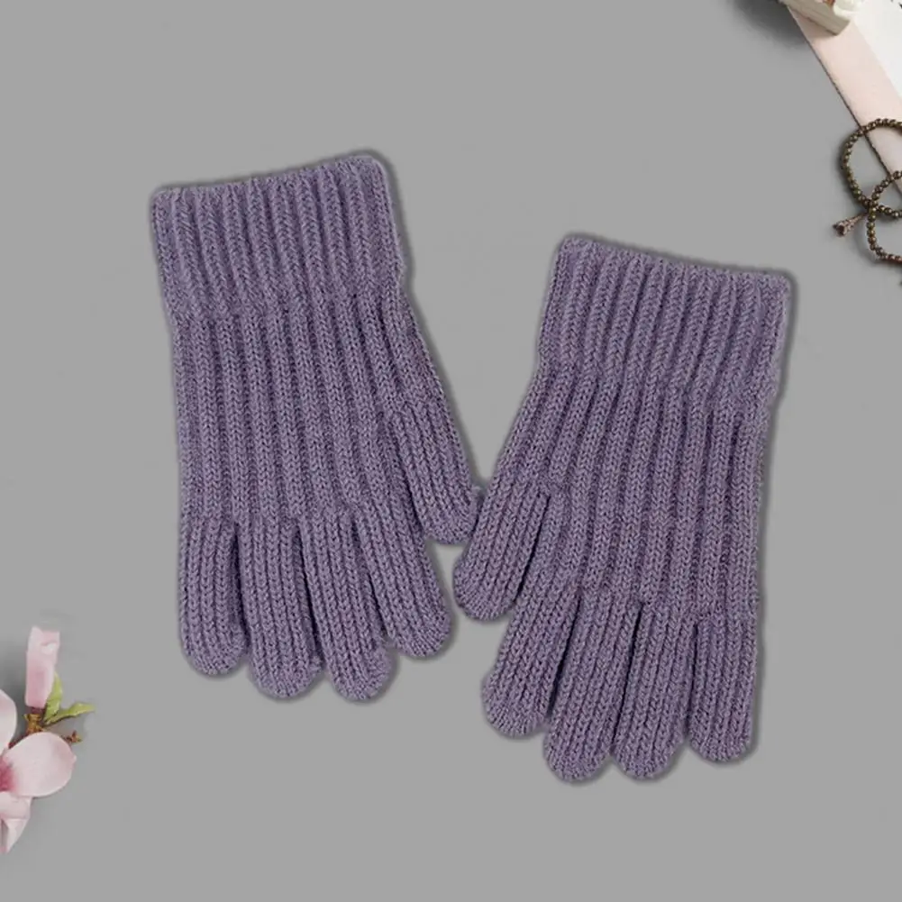 Children Gloves Winter Knitted Globes Children's Knitted Winter Gloves Warm Anti-slip Elastic Five Fingered Writing for Students