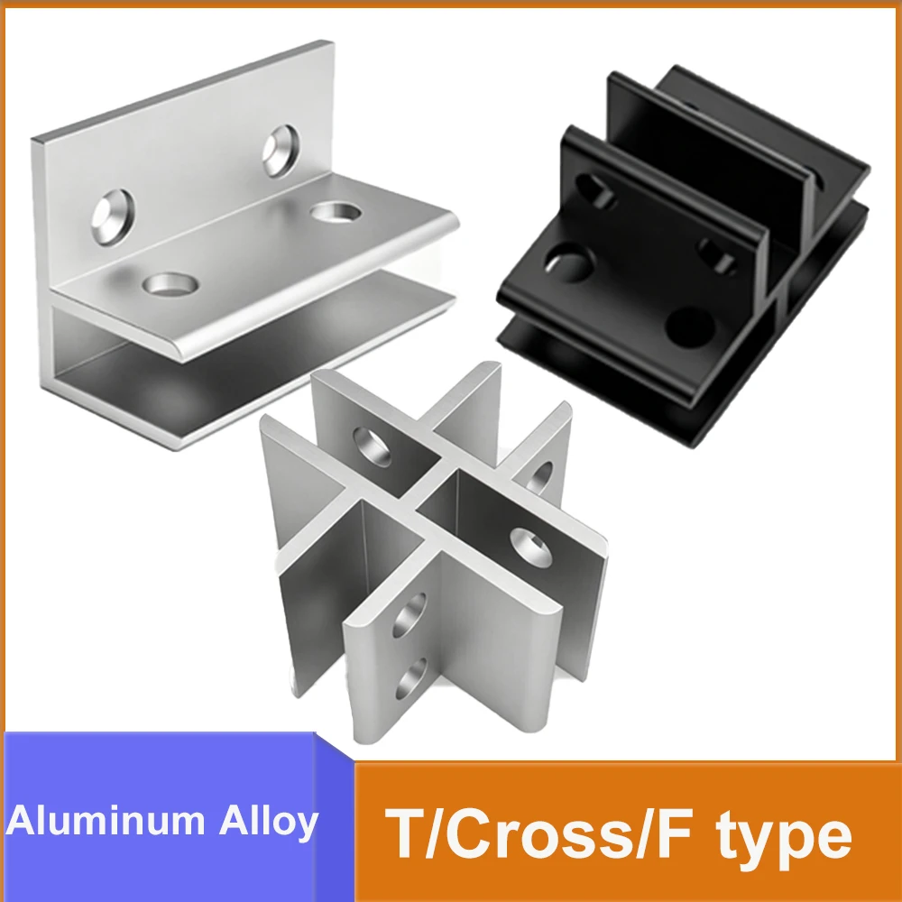 T/Cross/F type Glass Fixing Clip Silver/Black Right Angle Corner Protector Glass/Tile Buckle Aluminum Alloy