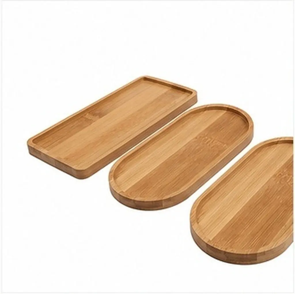 3Pcs Wooden Succulent Flowerpot Tray Set Rectangle Serving Dresser Vanity Bathroom Counter Organizer Tea Coffee Snack Plates