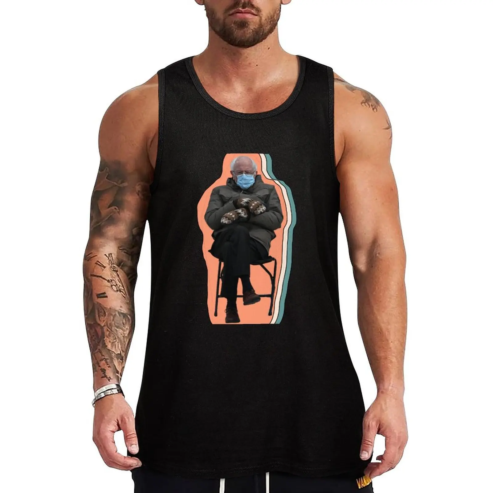 

Bernie Sanders Mittens Inauguration Graphic Tank Top sleeveless gym shirt man fitness Gym clothes Working vest