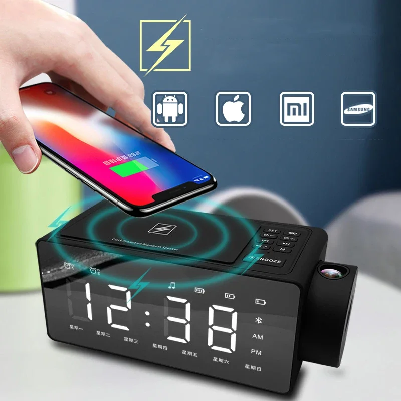 Bluetooth speaker S91S speaker card audio wireless charging new home smart speaker clock projection