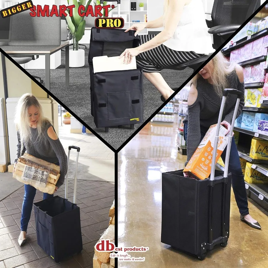 عربة ذكية أكبر مع عجلات عربة قابلة للطي خفيفة الوزن ومقبض سحب قابل للسحب لتسوق البقالة والسفر المتحرك وS