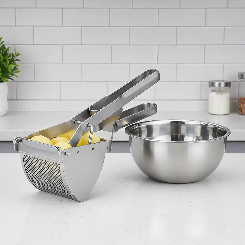 Potato Ricer Stainless Steel Potato Masher Heavy Duty Potato Ricer Masher For Baby Food Fruit Vegetable Juicer