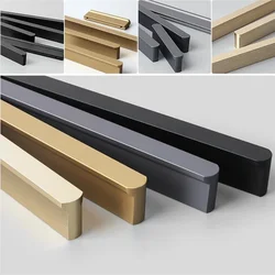 80-1200mm Rounded Corner Cabinet Handle Light Luxury Gold Aluminum Alloy Solid Handle Drawer Clothes Cabinet Door Handle