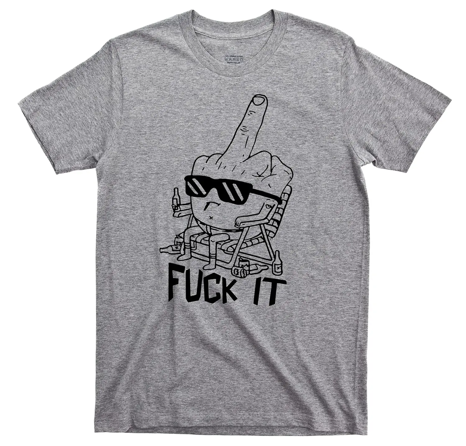 Middle Finger Guy T Shirt Drinking Smoking Tee (XL, Sport Gray)