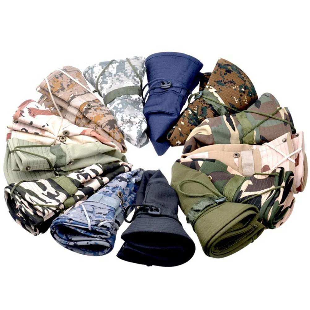 

Outdoor Sunshade Fisherman Fishing Hat Hill Camouflage Wide Brim Breathable Bucket Hat Adjustable String Sun Protection for Men