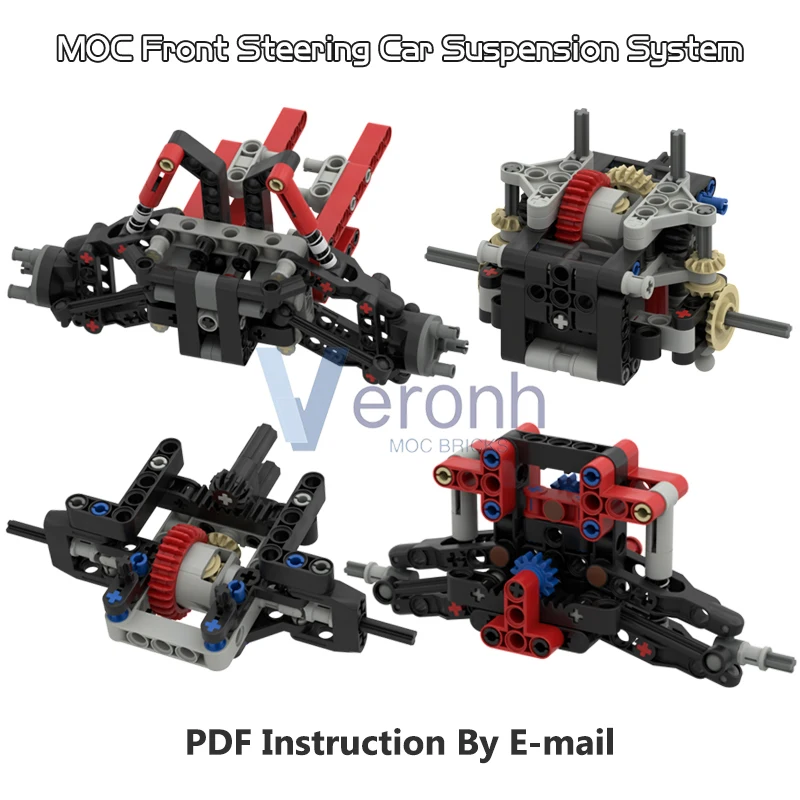 Technical Car Front Steering Differential Suspension System Kit MOC Building Blocks 4WD Off-Road Truck Servo Motor Bricks Toys