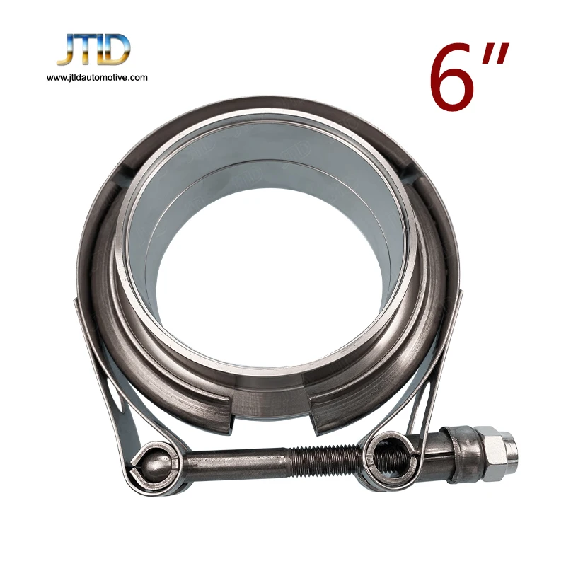 

JTLD Heavy Duty V-Band Clamp with M/F Flanges Kit 304 Stainless Steel 6" Inch Standard V Band Assembly car assecories