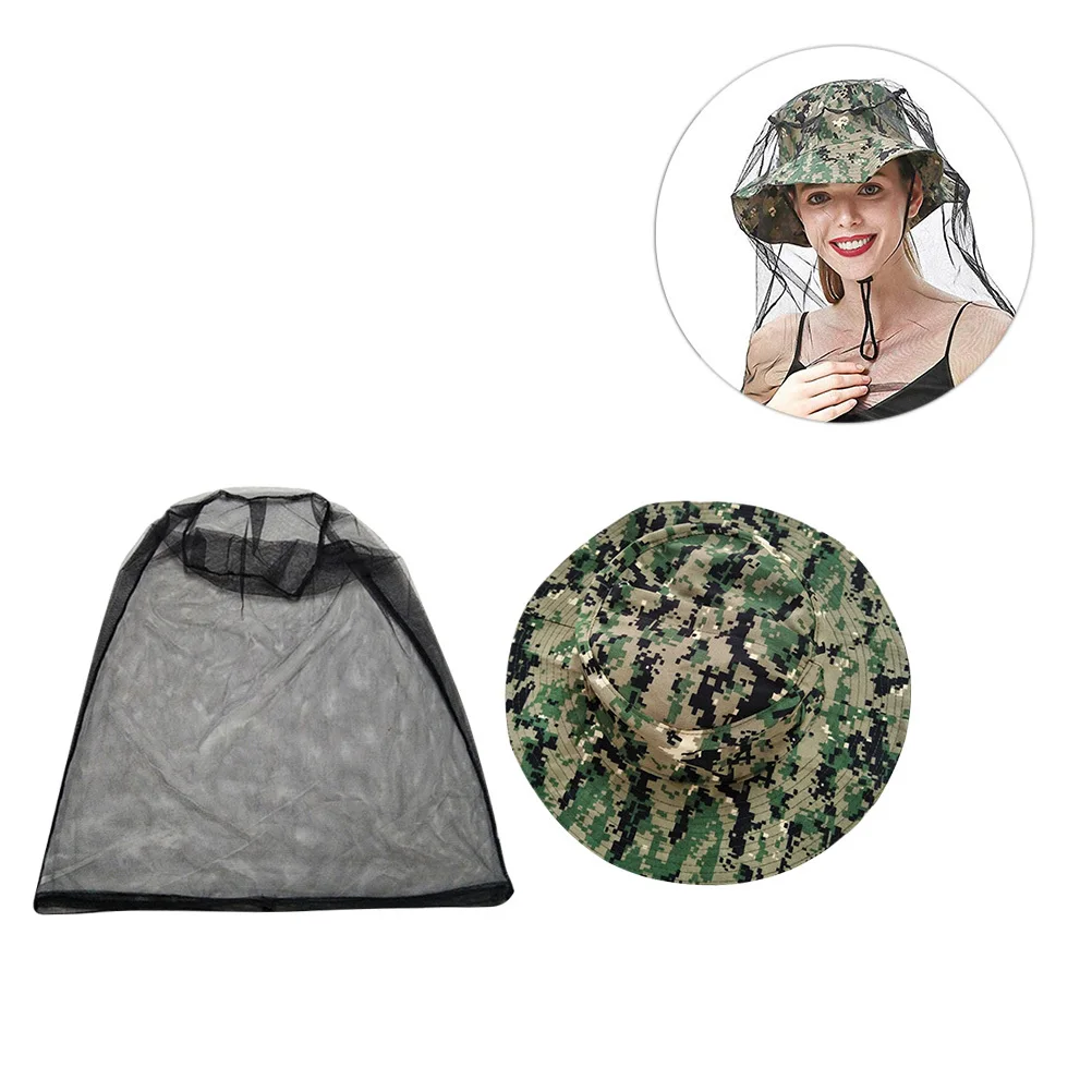 

Face Neck Protection Netting Hat Camouflage Green Camouflage Black Mesh Lightweight Quick-Drying Water Resistant Fishing Hats