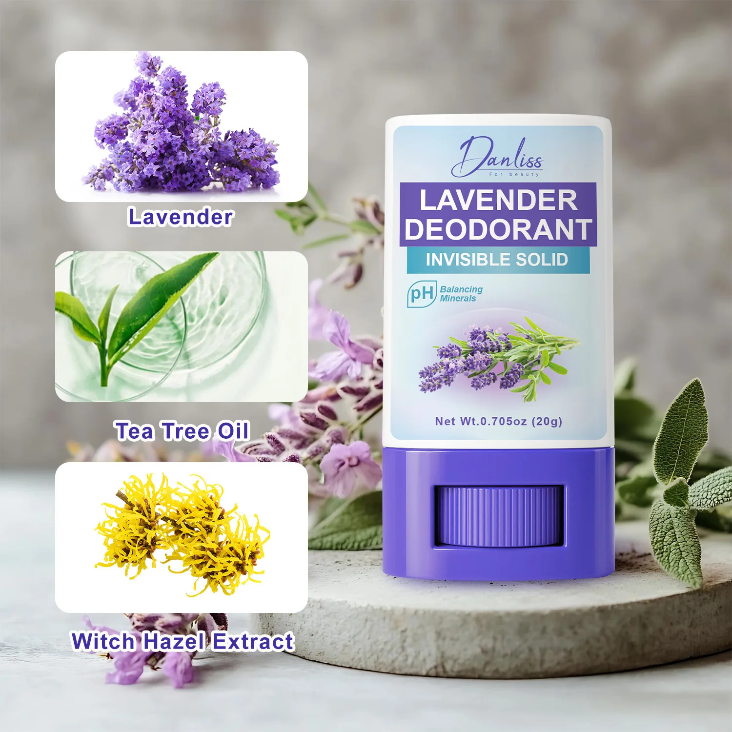 Lavender Deodorant - Gentle Skin Care with Long-lasting Deodorizing Effect, Keeps Skin Dry and Maintains Long-lasting Fragrance