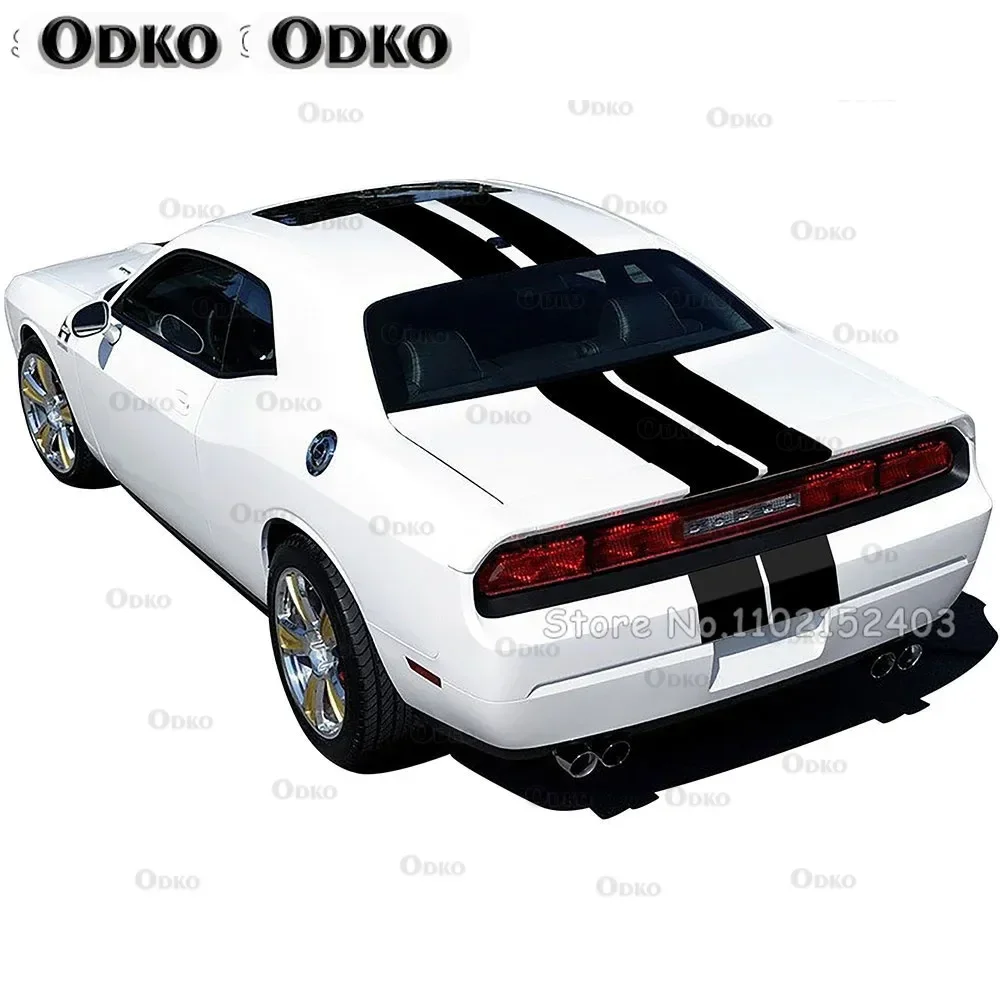 Car Styling Racing Stripe Body Kit Door Side Hood Rear Waistline Side Skirt Stripes Vinyl Decal Stickers For Dodge Challenger view 5