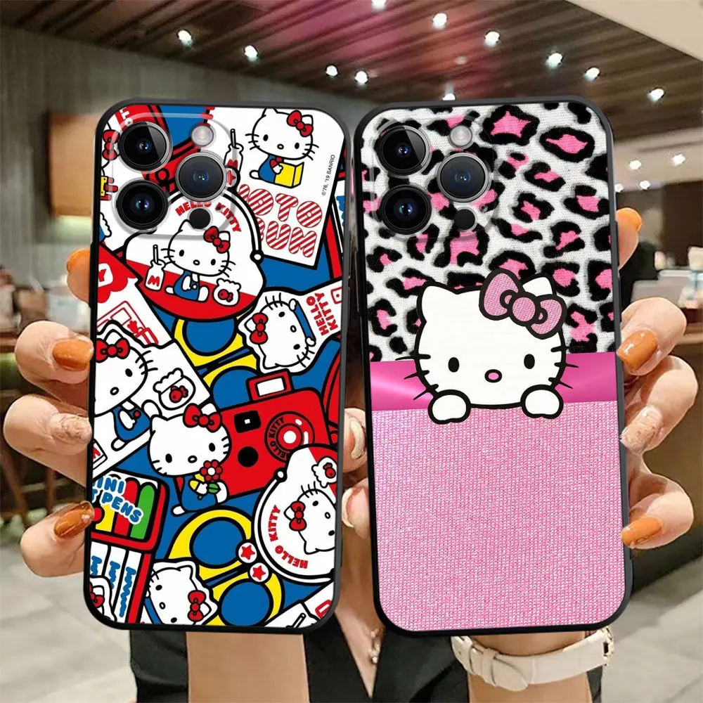 Phone Case for iPhone SE XS X XR 11 8 Plus 13 Pro 15 Pro Max 14 12 Mini 2020 2022 Sanrios H-Hello K-Kitty Hot TPU Soft  Cover