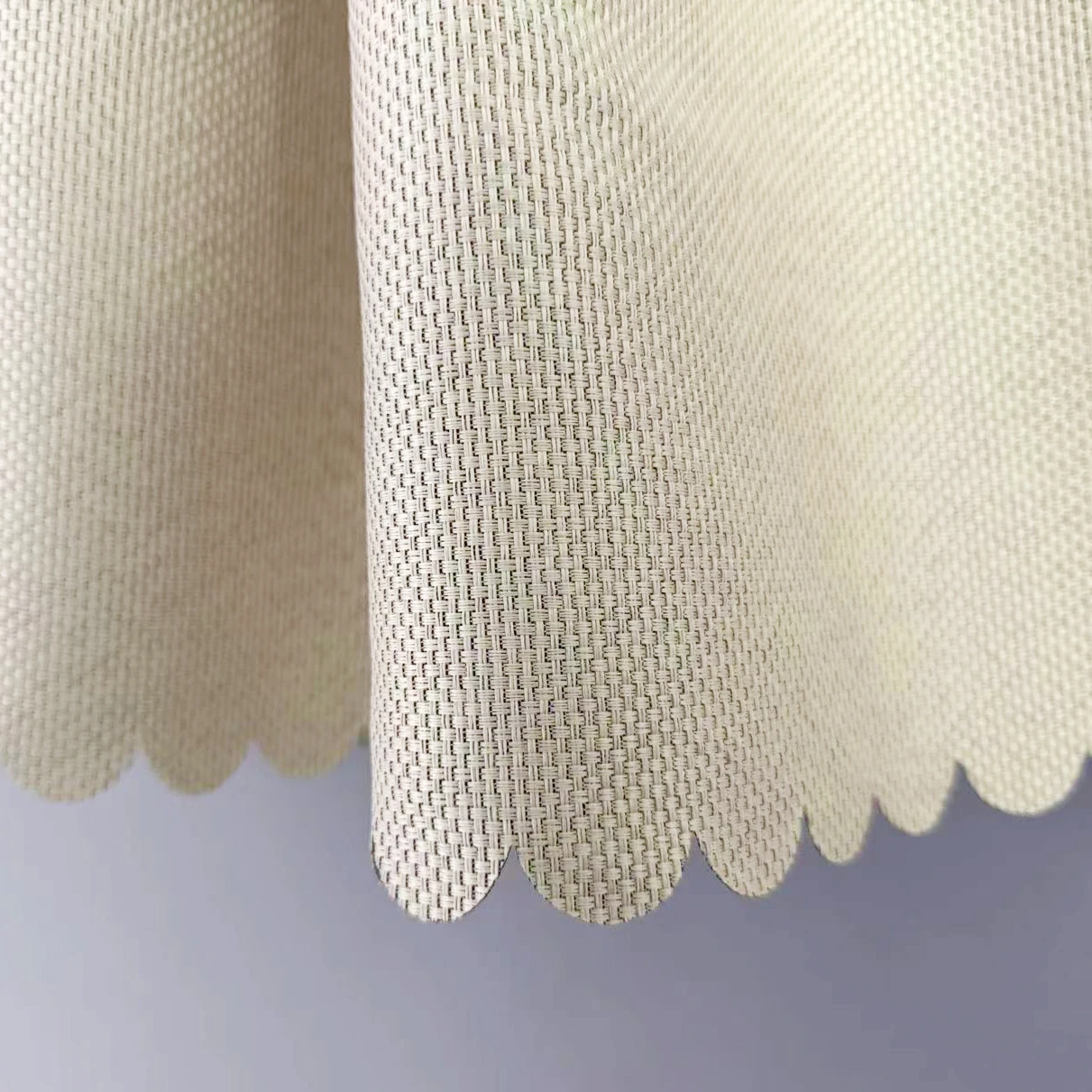 A Beige Non-Transparent Woven Short Curtain for Home Use, Lace Art Curtain Suitable for Cabinet Decorations