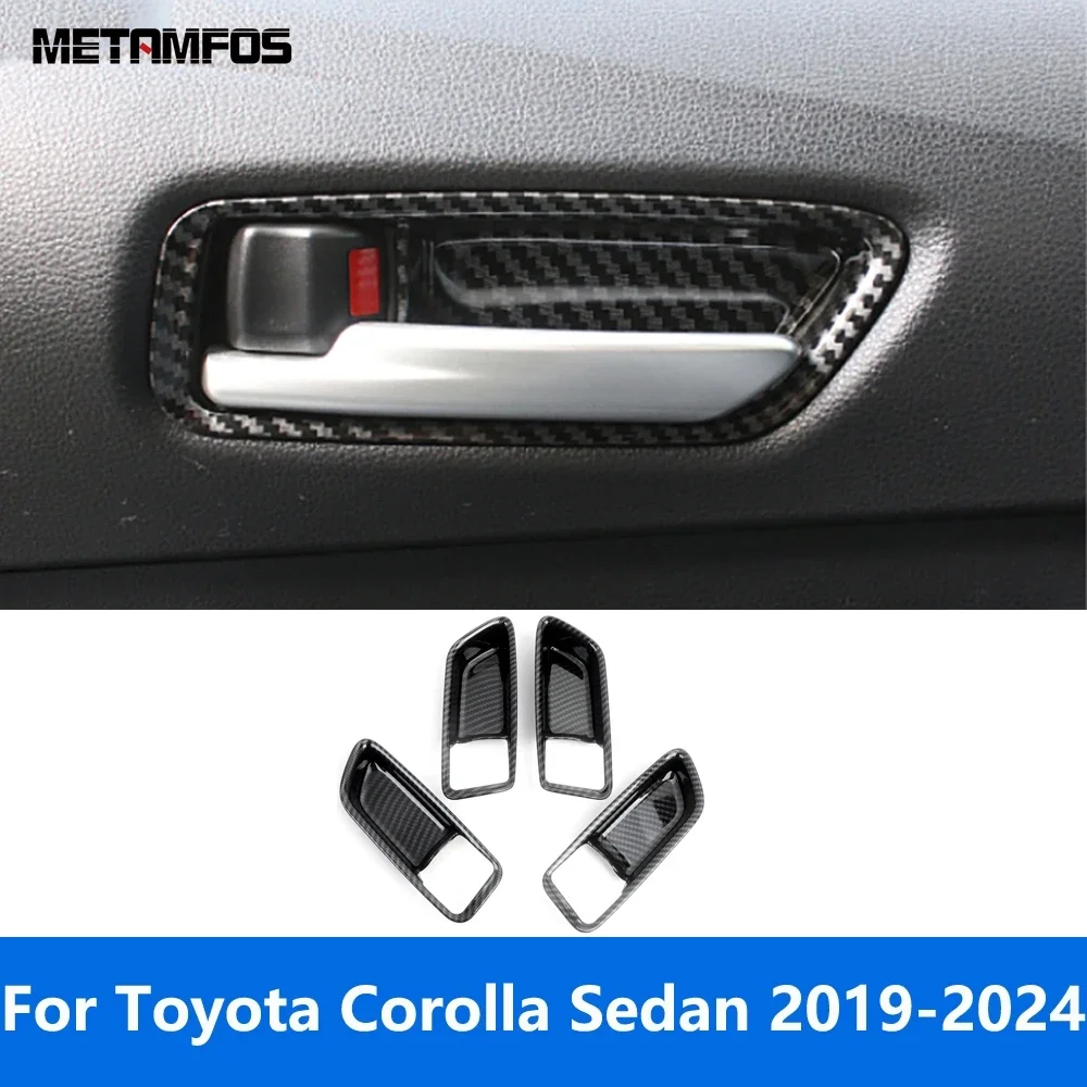 Accessories For Toyota Corolla Sedan 2019-2022 2023 2024 Carbon Fiber Interior Door Handle Bowl Trim Cup Holder Fuel Tank Cover