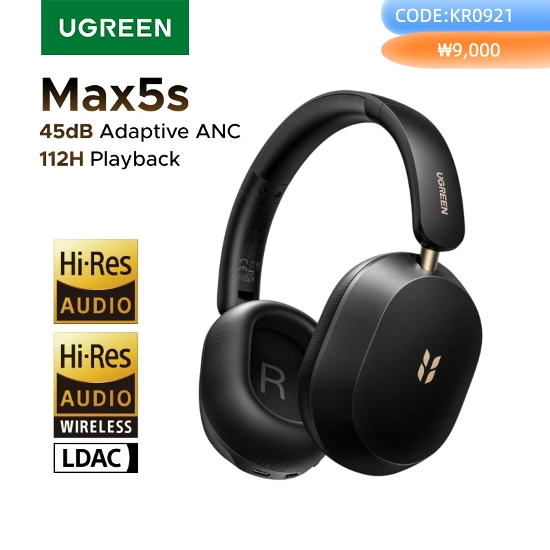 2026 Newly Upgraded UGREEN Max5s Over-ear Bluetooth Wireless Headphones 45dB Hybrid ANC Noise Canceling 112H Long Playtime