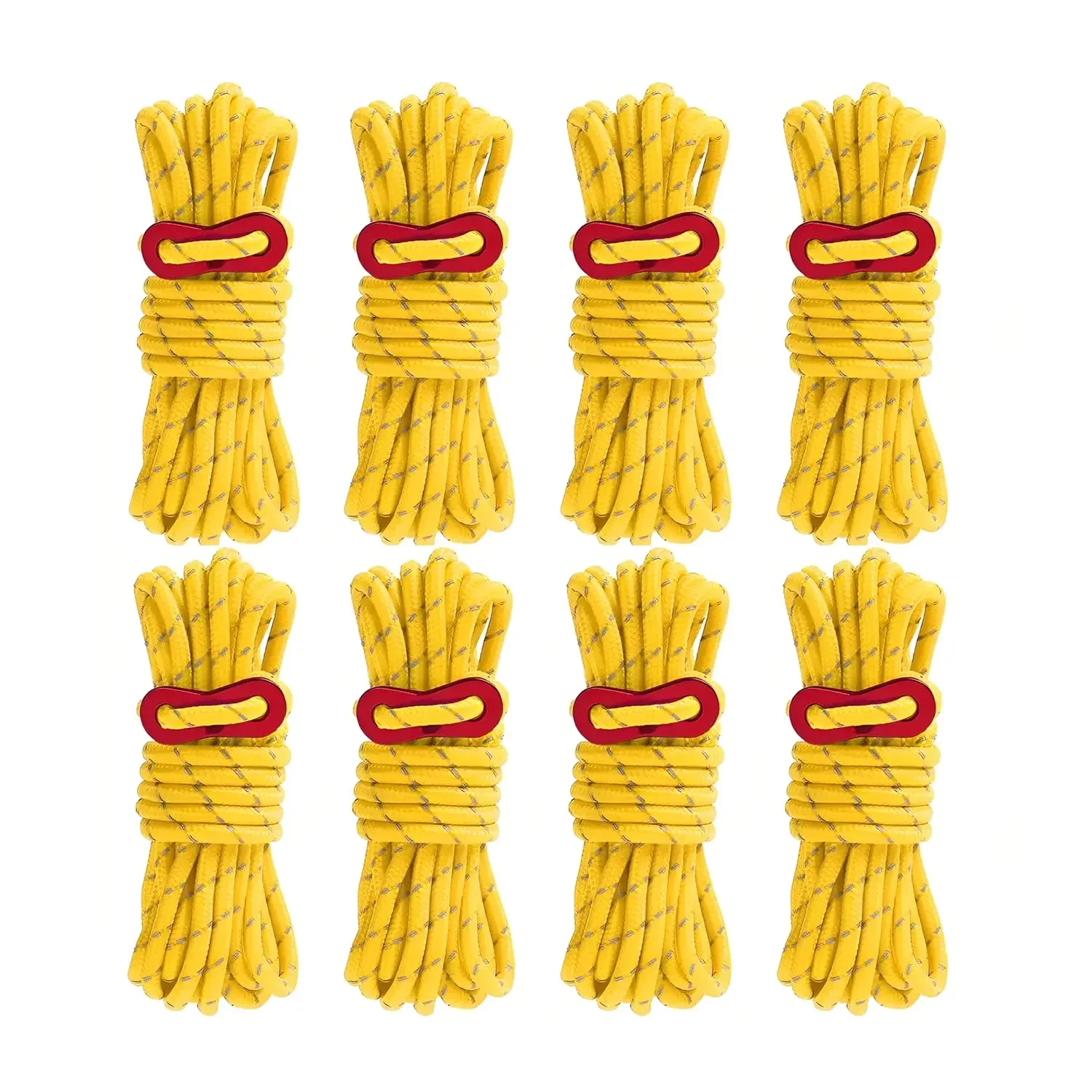 8 Pack High-Reflective Guy Lines 4mm Tent Cords High-Strength Lightweight Camp Ropes with Aluminum Adjuster Tensioner