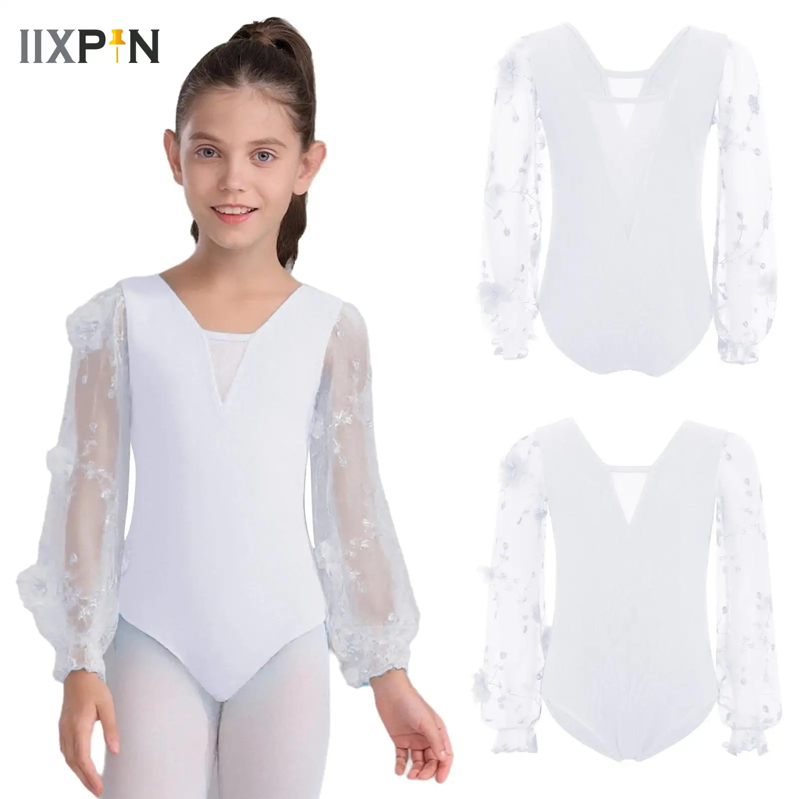 

Girls Basic Ballet Leotard Gymnastics Jersey Dance Bodysuit Long Sleeve Ballerina Leotards for Kids Performance Dance Wear