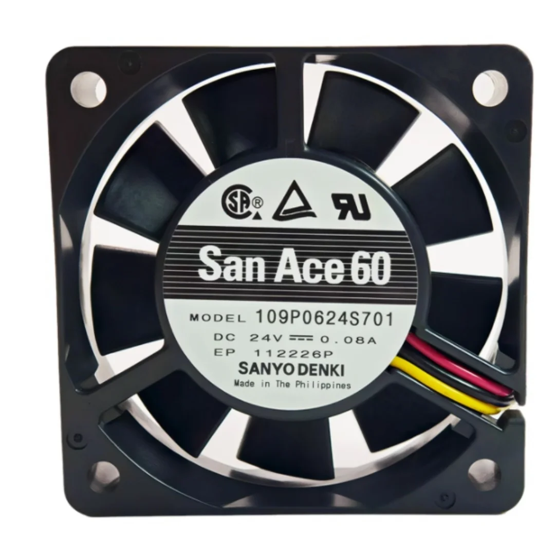 

SANYO DENKI 109P0624S701 DC 24V 0.08A 60x60x15mm 3-Wire Server Cooling Fan