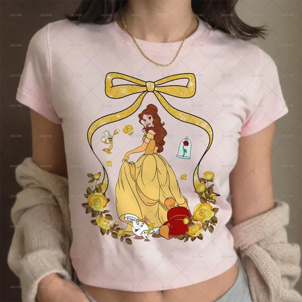 Coquette Bows Belle Princess Beauty and the Beast T-Shirt Disney Princess Magic Kingdom Disney Girl Trip Epcot Baby Tee Crop Top