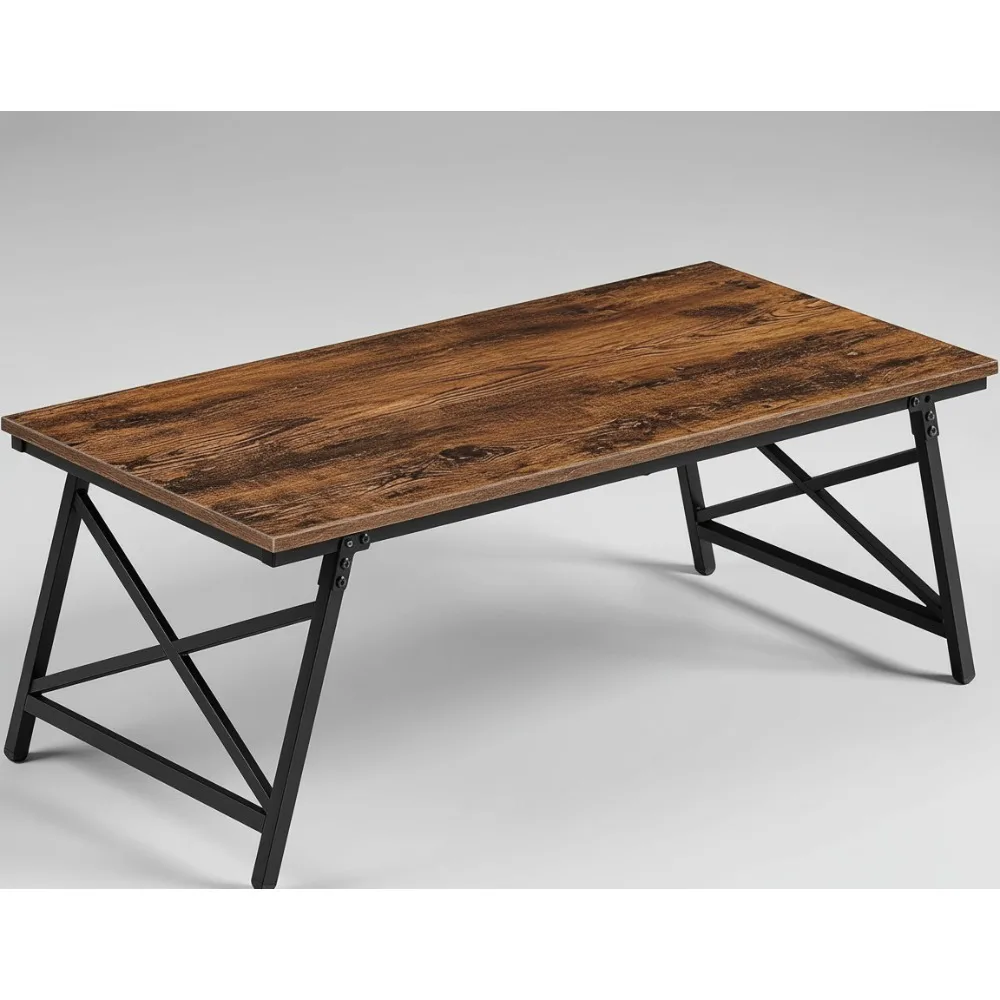 طاولة قهوة قابلة للطي مقاس 41.3 بوصة مع قفل أمان، مكتب أرضي محمول لغرفة المعيشة وغرفة النوم #1