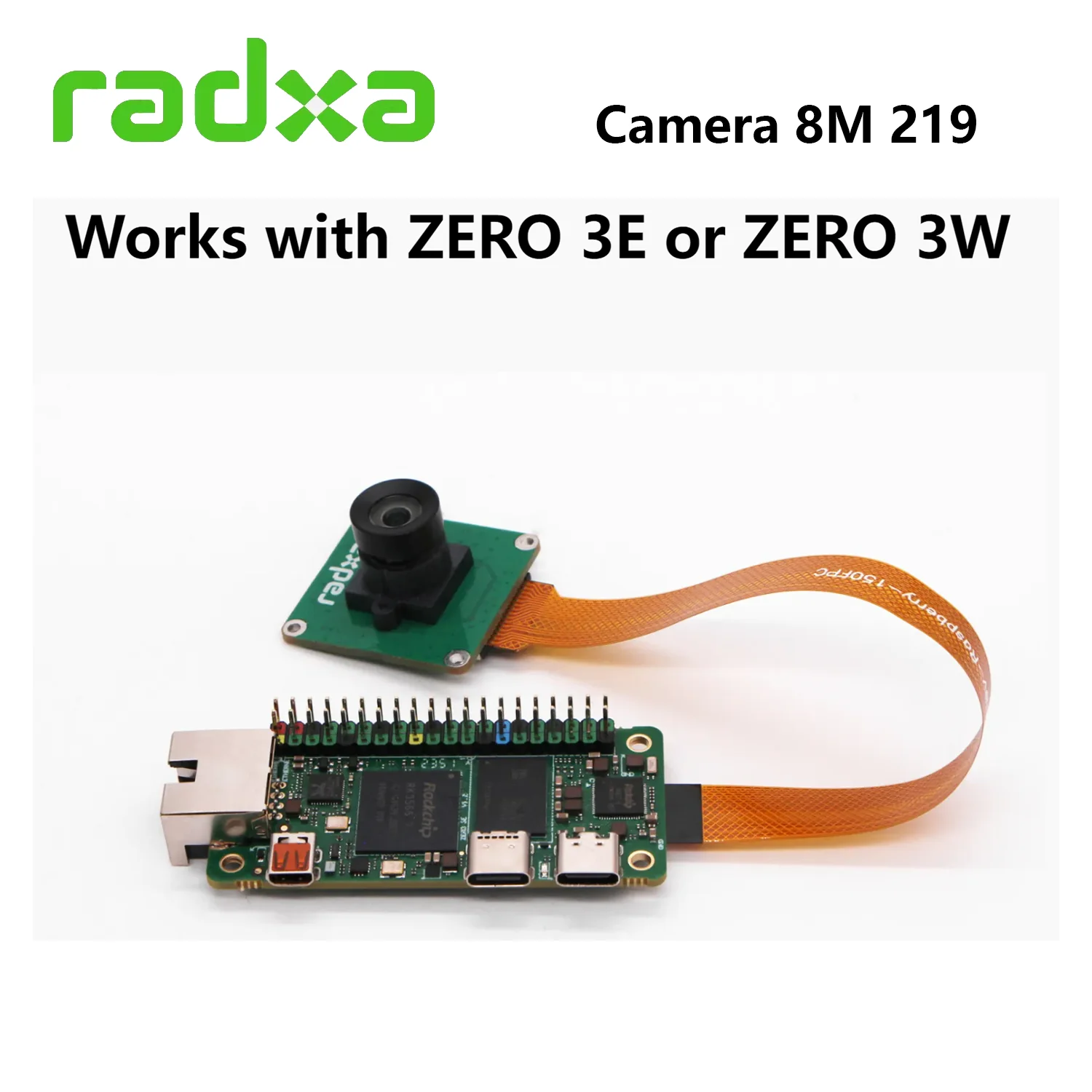 Radxa Camera 8M 219 FOR ZERO 3E/3W SONY IMX219 8M pixel 22P 0.5mm to 15P 1mm FPC cable 150mm