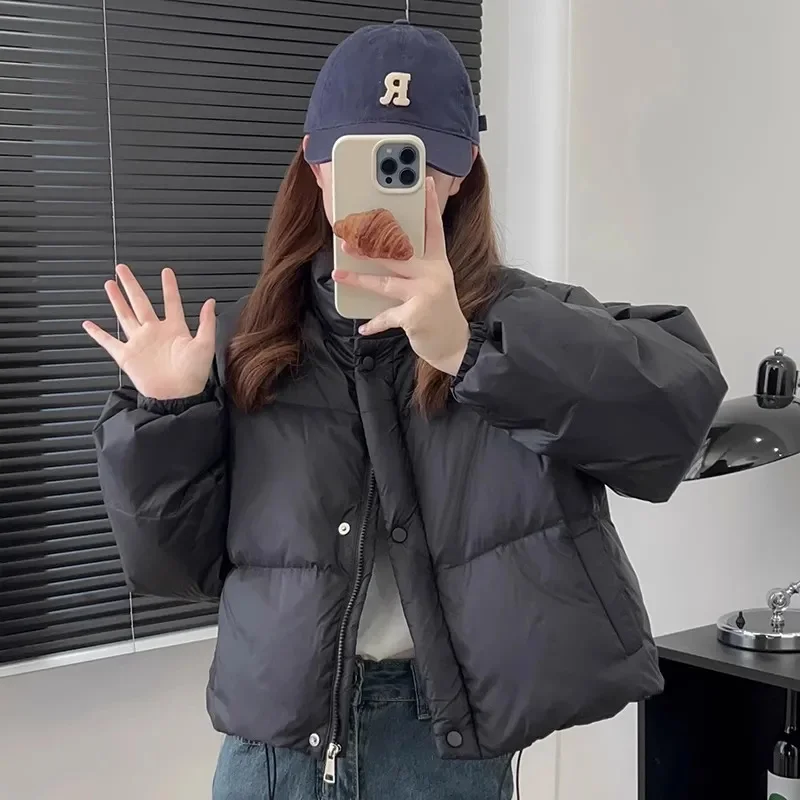 Winter Down Cotton Coat Women Solid Color Loose Padded Jacket Puffer Parkas Casual Female Zipper Thickening Warm Outwear