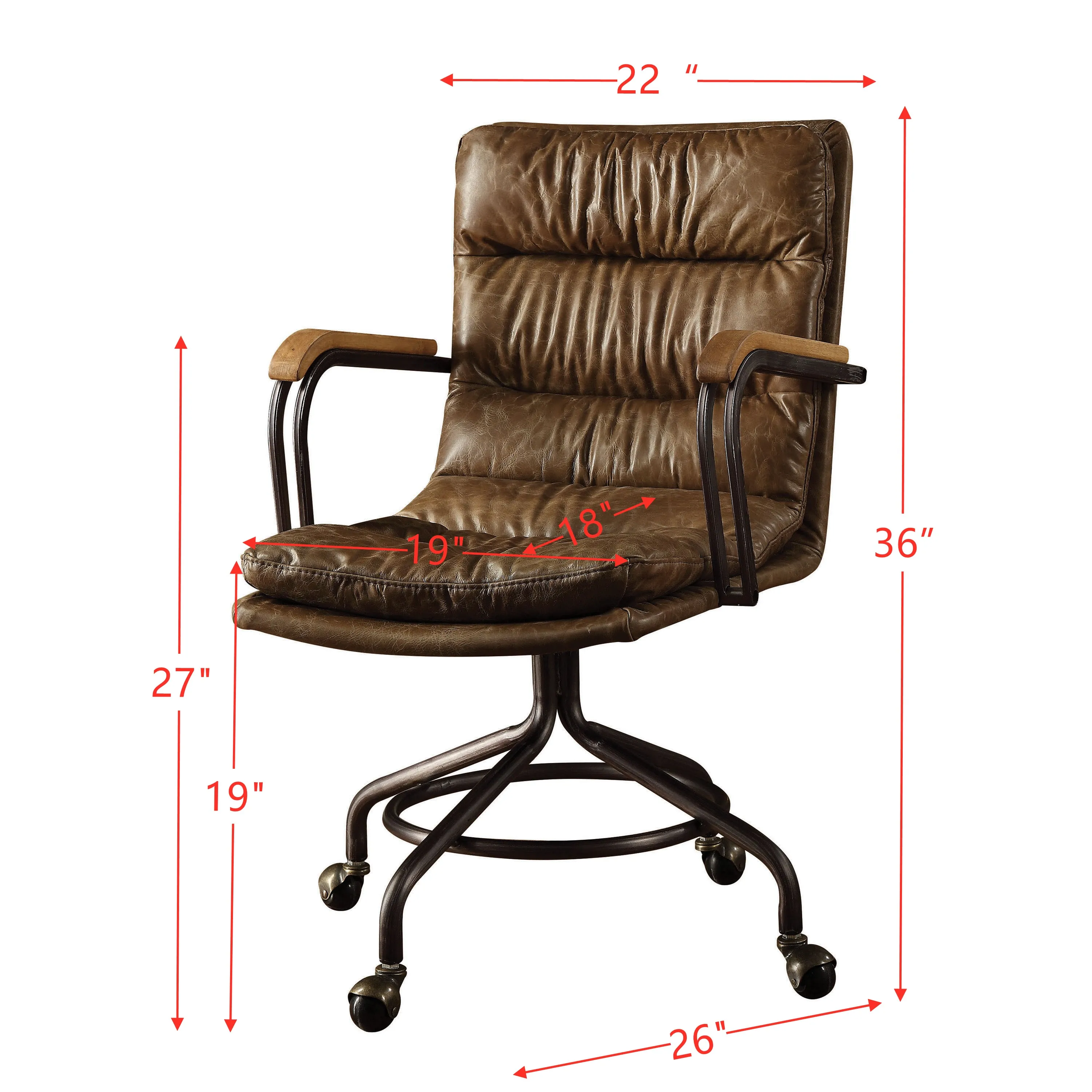 [Flash Sale]Harith Cadeira de Escritório Executivo em Vintage Whiskey Top Grain Leather Swivel Seat (Sem Elevador)[US-W]