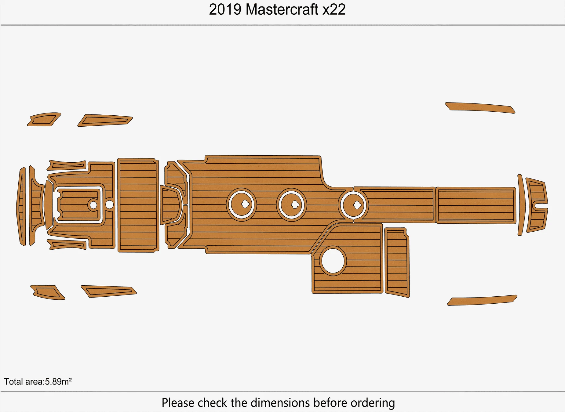 Marine Faux Teak EVA Non-Slip Mat -2019 Mastercraft  X22 Self-Adhesive 1/4" (6mm) Boat Deck Pad for Cockpit & Deck - view 2