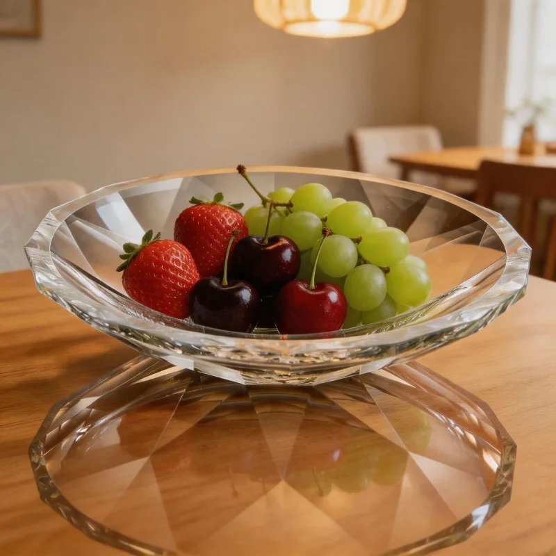K9 crystal glass fruit plate, exquisite diamond surface high-end fruit plate, living room tea table snack candy refreshment 5