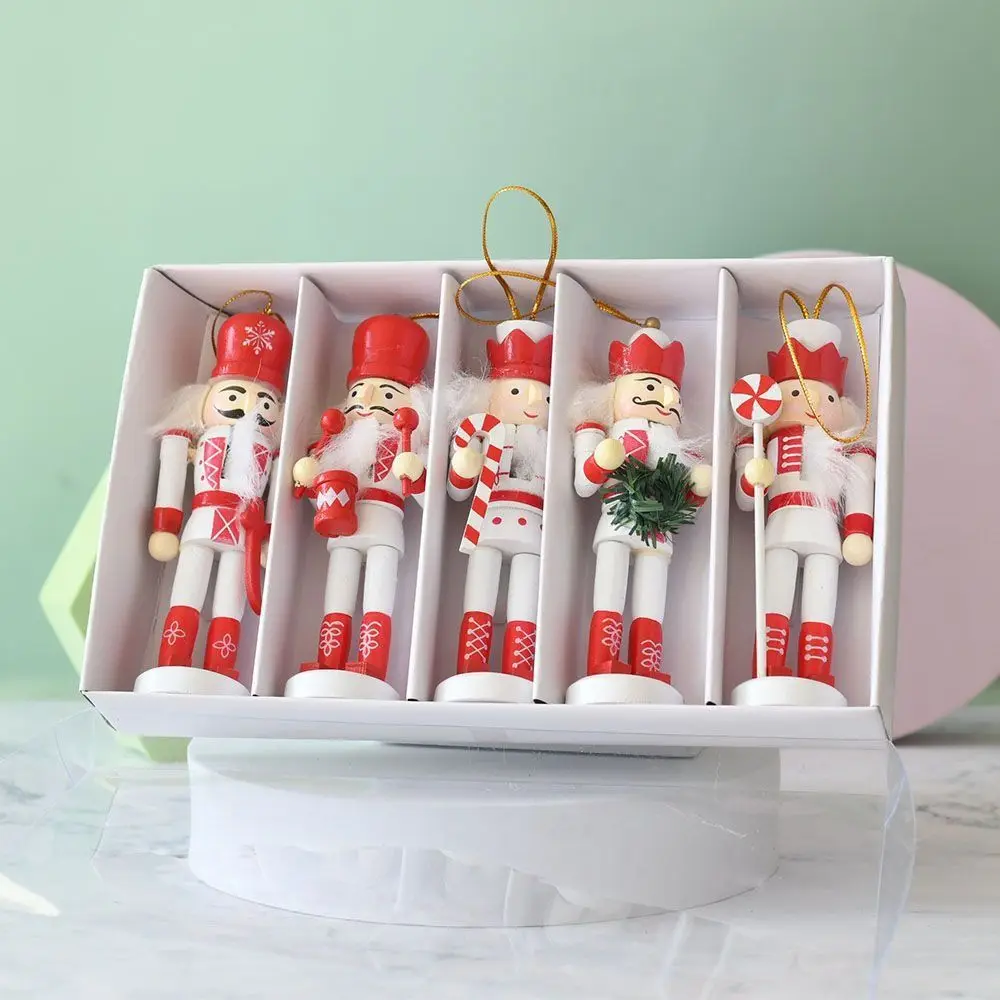 

5PCS Festival Gift Handicraft Christmas Nutcracker Vintage Painted Soldier Doll Winter Soldiers Handcraft Figurine Xmas Party