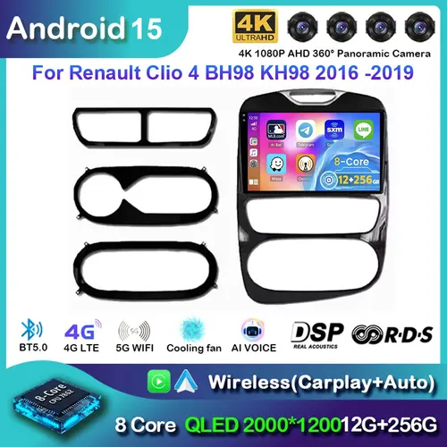 Imagen 1 del producto Radio de coche Android 15 Carpaly para Renault Clio 4 BH98 KH98 2016 - 2019 navegación GPS reproductor Multimedia vídeo Auto 5G Wifi