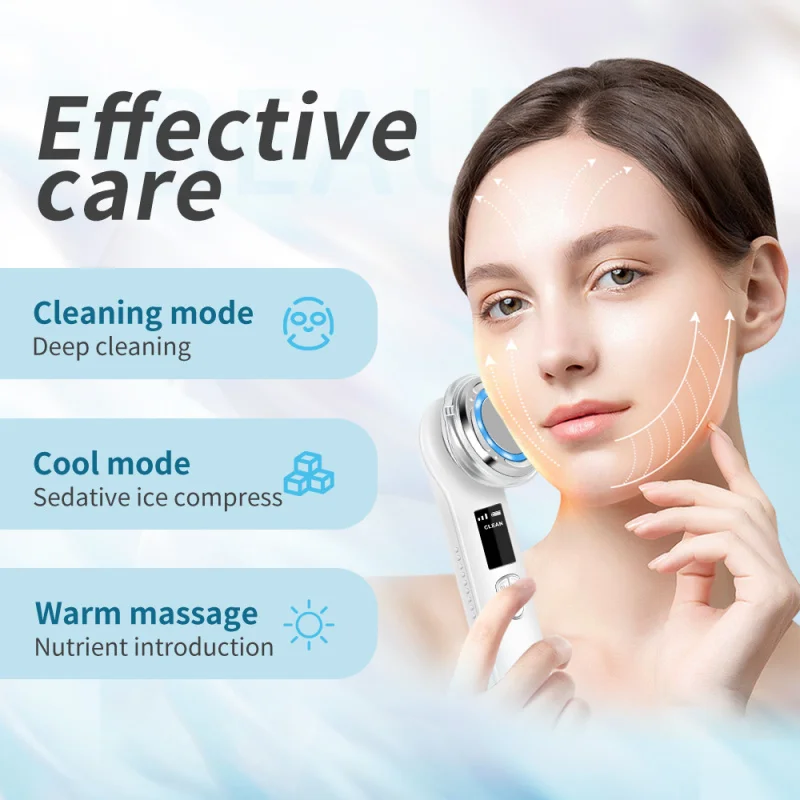 Care Home Use Ems Led Portable Face Lift Massager Hot and Cold Firming Skin Care Beauty Meter