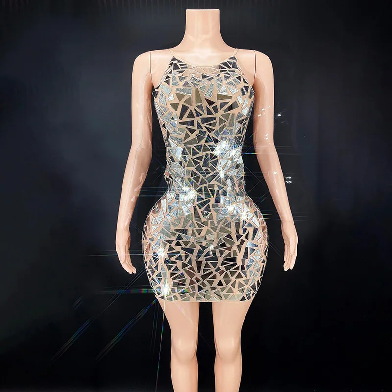 New Designed Shining Glitter Cocktail Dress Sleeveless Birthday Celebrate Dress Sexy Mlni  Outfit Prom dresses