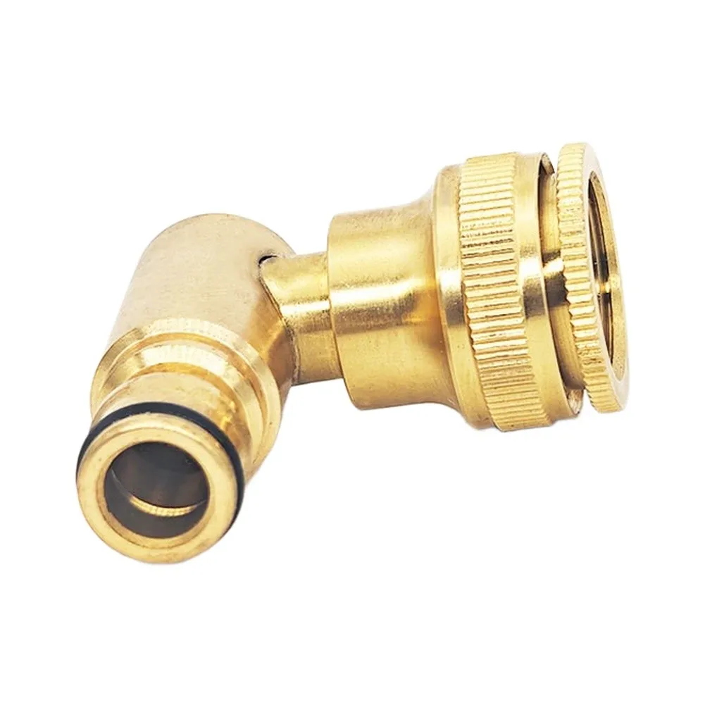 Alloy Elbow Tap Connector 1/2 3/4 Female Thread Rotating Design Angled Hose Adapter for Garden Faucet Connection