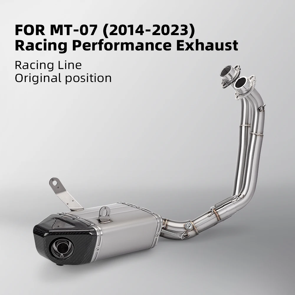 High quality box style escape exhaust for MT07 MT-07 full motorcycle exhaust system Racing performance Exhaust Line Original pos