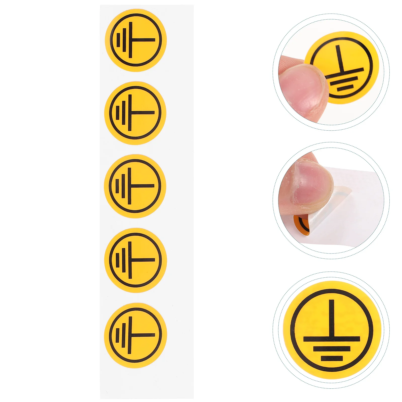 

5 Warning Stickers Grounding Electric Panel Labels Safety Decals Yellow Suffocation Mechanic Symbols Traffic Signs Self Adhesive