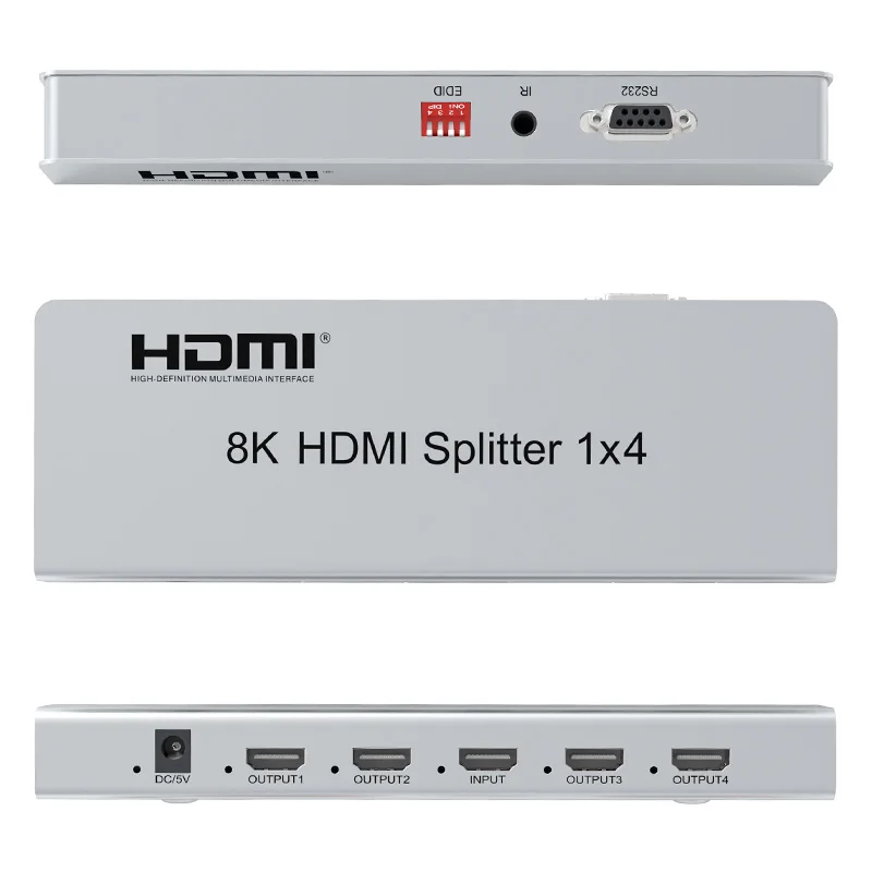 SZBITC  8k Hdmi Splitter Converter 1 In 4 Out 2.1 Amplifier Display For Dvd Ps3 Xbox Splitter Hdmi