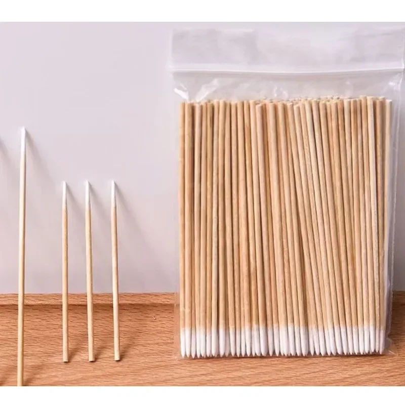 7cm Nails Wood Cotton Swab Clean Sticks Buds Tip Wooden Cotton Head Manicure Detail Corrector Nail Polish Remover Art Tools