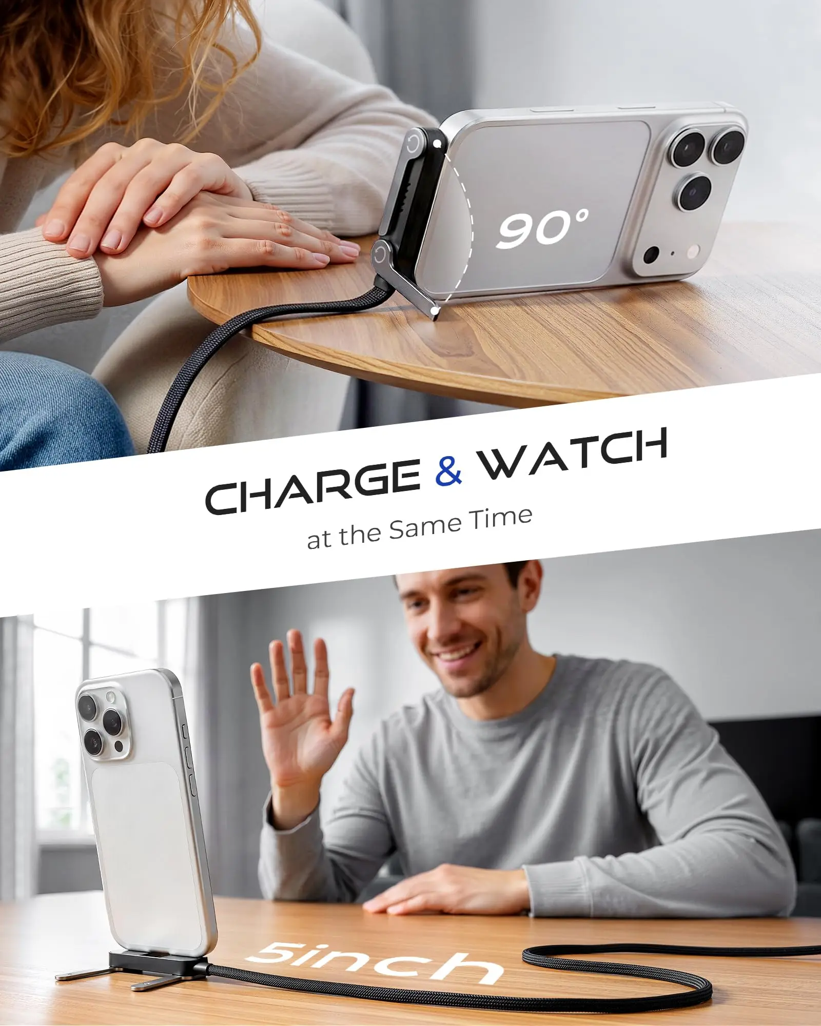 NNBILI 3/1 Stück 240W PD Schnellladekabel USB-C auf Typ-C mit klappbarem Ständer und Handyhalterung für iPhone 18/17/16 Pro, Xiaomi, HUAWEI – Detail 5