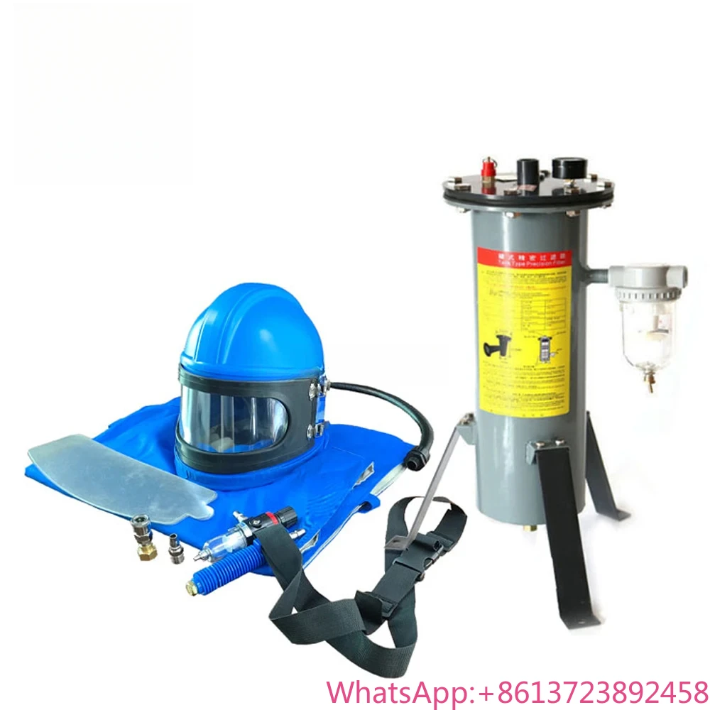 Sandblasting cape helmet with Respiratory control and filtration system