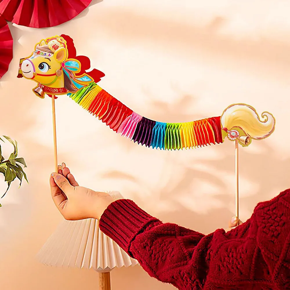

Cartoon Chinese Paper Dance Horse 3 D 2026 Horse Year Handheld Horse Ornaments Craft Handmade New Year Decoration