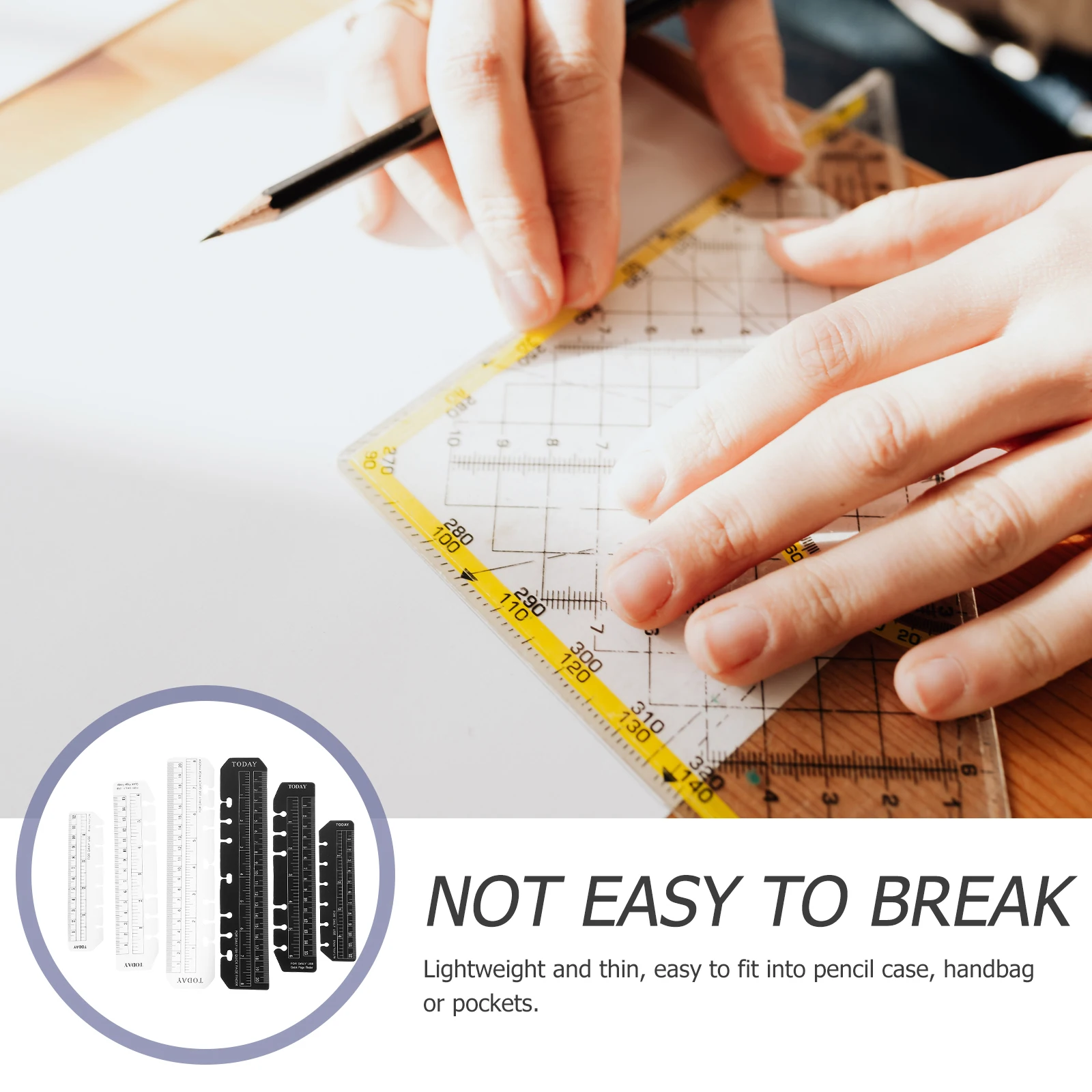 

12pcs Bookmarks Lightweight PP Material Multi Function Page Marker Drawing Ruler Planner Bookmark Spiral Snap In