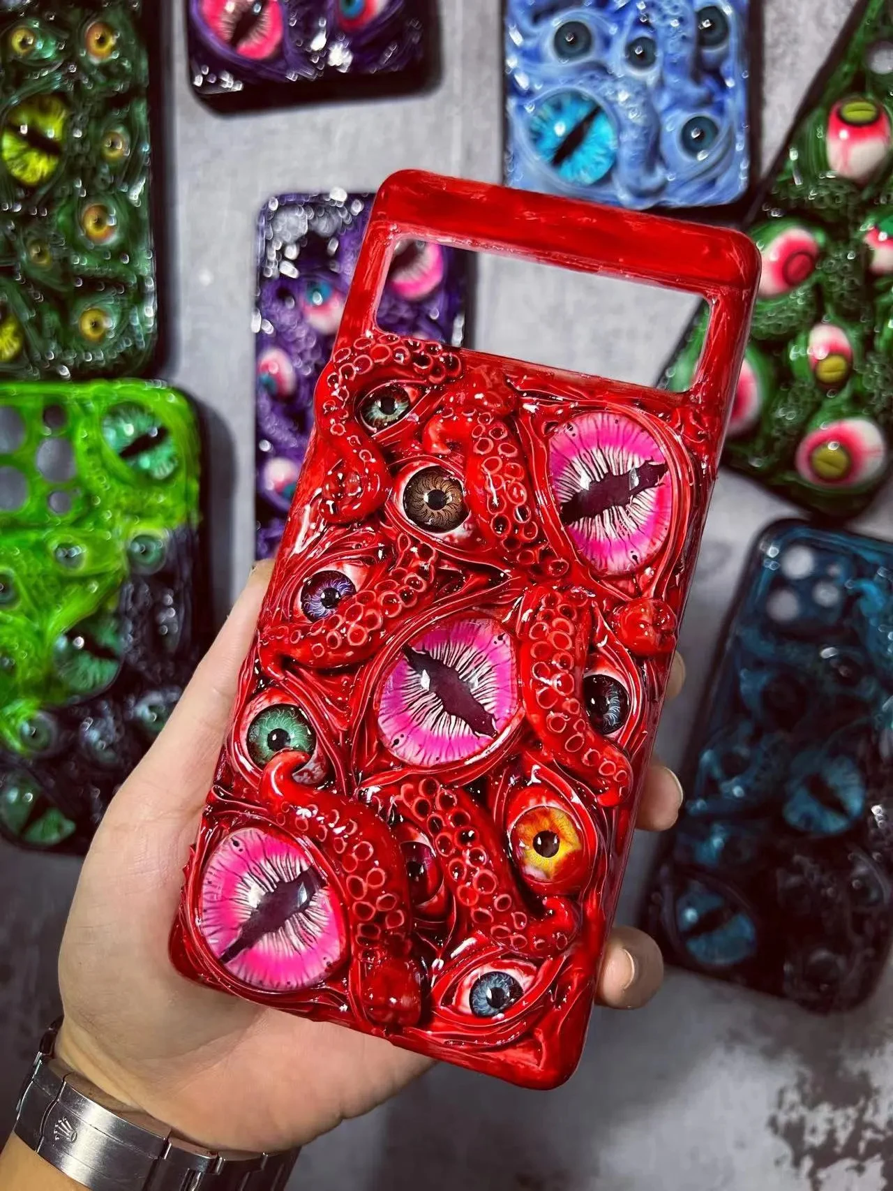 Cthulhu Tentacles Glowing Eyes Phone Case for iPhone 17 16 Pro Max 15 14 12 Mini 11 13pro, Halloween Horror Phone Case - Image 6