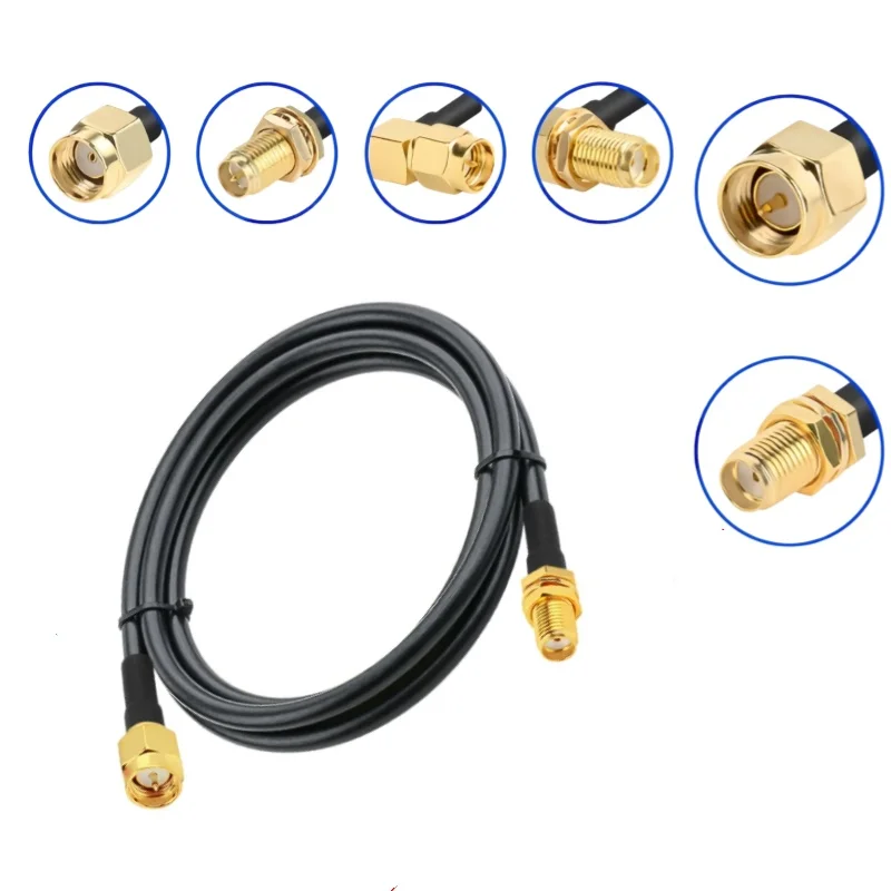 Black RG223 Double Shielded Silver-Plated RF Cable SMA to SMA Male to Female Extension Cable High Frequency Conversion Cable