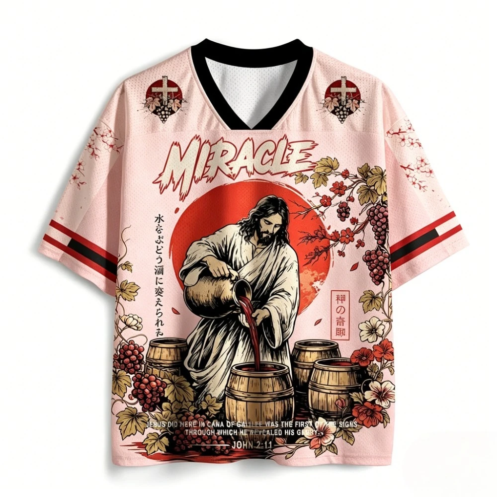 Y2K Jesus Miracle John Gospel 3D-Druck Breatha Quick-Dry Herren Damen V-Ausschnitt T-Shirt Casual Street Fashion Eltern-Kind-Kleidung – Detail 5