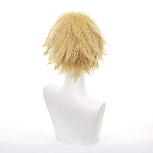 Denji Cosplay perruque courte droite cheveux dorés Halloween fête jeu de rôle perruque synthétique pour hommes